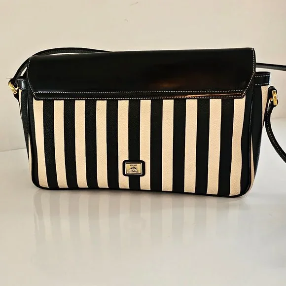 MOSCHINO Bag. Moschino by Redwall Vintage Cream & Black Striped Print - Picture 2 of 13